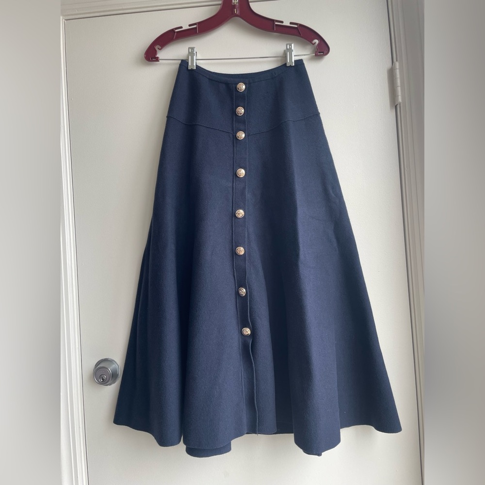 Ann Taylor Factory Navy Midi Skirt